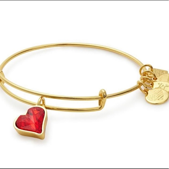 Alex & Ani Red Heart of Strength Gold Bangle - Picture 1 of 2